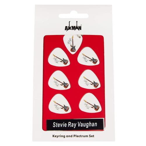 Stevie Ray Vaughan Guitar Plectrum Gift Set | 6 Artist Plectrums | 1 Artist Keyring