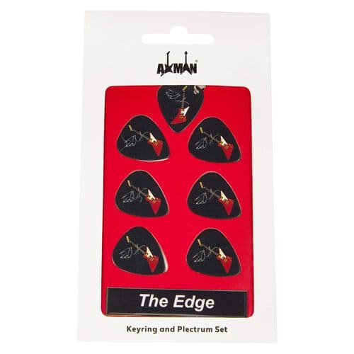 The Edge Guitar Plectrum Gift Set | 6 Artist Plectrums | 1 Artist Keyring