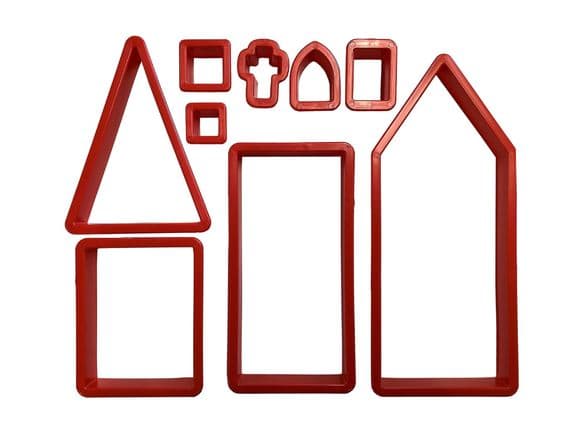 10 Pack Gingerbread House Cookie Cutter Set, Tall Canal House. S7877