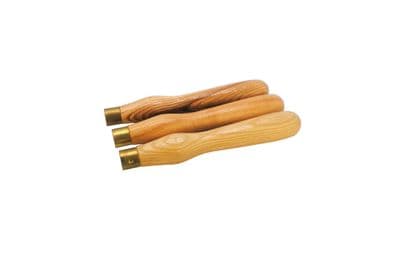 3 x 225mm Long Wood Ash Handles with Brass Ferrules for Wood turning Tools . W3400