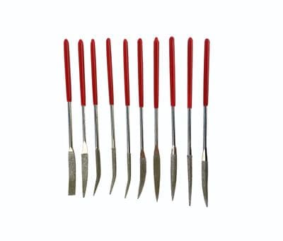 Diamond Riffler Needle Files Set, 10 Bent Files, Jewellery Repair, Modelling, 140mm. M0303