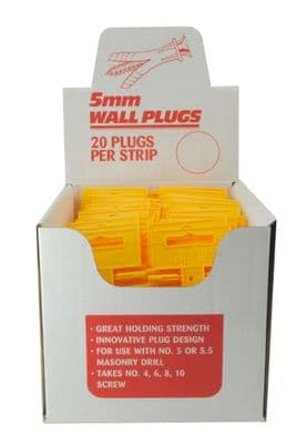 Linic  Wall Plugs, 5mm x Display Box  of 1000 Plugs. WP0510