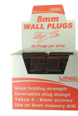 Linic  Wall Plugs, 8mm x Display Box of 1,000 Plugs. WP0810