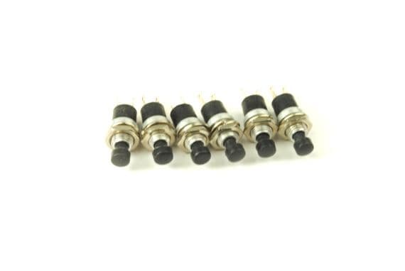 Mini Latch Switches 6 x BLACK Momentary non locking