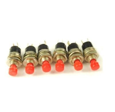 Mini Latch Switches Momentary 6 x Red (non locking)