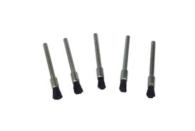 Pack of 5 Narrow Wheel Brushes, Black Nylon, 2.3mm Shank. X1284