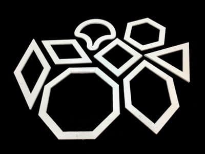 Plastic Patchwork Templates, Set B: 8 Different Shapes, Craft Stencils. S7881