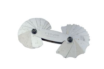 Radius Gauge R 15.5 - 25mm, 32 leaves, Locking Screw   D8048