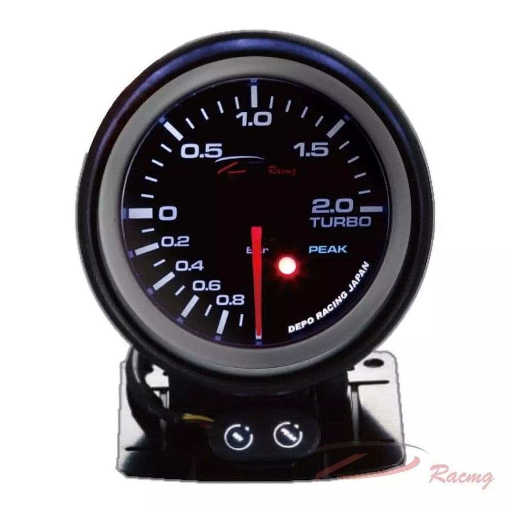 DEPO RACING 52MM LED BOOST GAUGE 1BAR 3BAR WITH WARNING AND PEAK