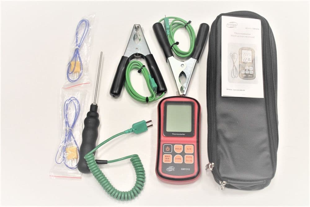 HVAC Thermometer Kit Two Clamp Probes Liquid Probe Two Wire Air Probes