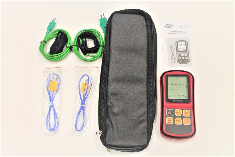 HVAC Thermometer Kit Two Velcro Pipe Clamp Probes Dual Input