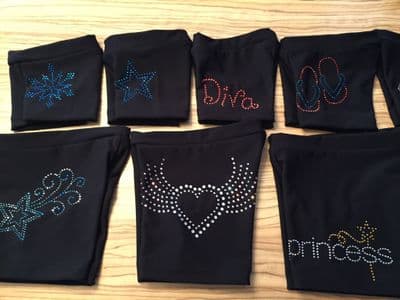 BLACK THERMAL SHORTS WITH RHINESTUD DETAIL