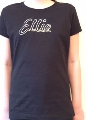 Kids Fitted T-Shirt with Rhinestud Name Design