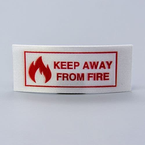 Printed "keep Away From Fire" Fabric Labels