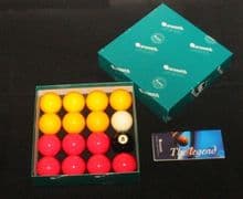 Aramith Premier Pool Balls Red and Yellow 2" Inch + 1 7/8 Cue Ball