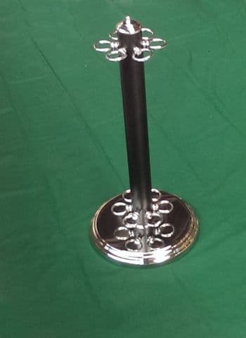 ROSETTA CIRCULAR CHROME & BLACK 6 CUE REST STICK RACK STAND SNOOKER POOL TABLE