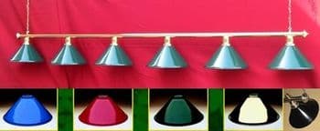 Snooker Table Lighting Rail Brass 6 Way Full Size