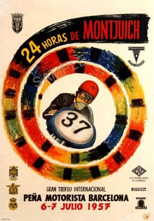 1957 Motorbike Racing Print - Montjuich, Barcelona, Spain