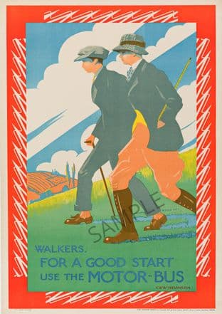 Art Deco Walkers / Ramblers - Motor-Bus Advert