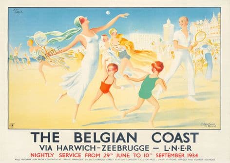 Belgium Coast - Belgian Art Deco Seaside Poster