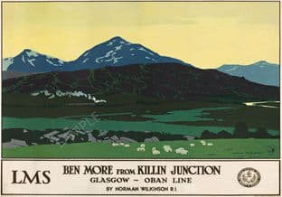 Ben More from Killin Junction Glasgow Oban line Lms Norman Wilkinson 1930s