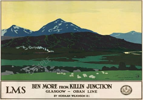 Ben More from Killin Junction Glasgow Oban line Lms Norman Wilkinson 1930s
