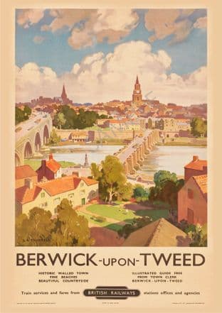 Berwick upon Tweed British Rail 2 bridges & town