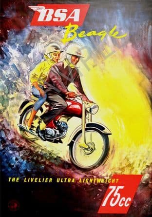 BSA Beagle 75cc Motor Bicycles Motorcycle Poster