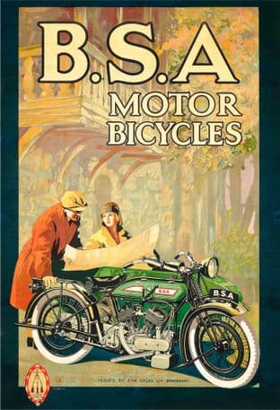 BSA Motor Bicycles Motorcycle Poster