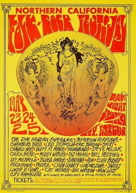 California Folk Rock Fest 1968 Jimi Hendrix Jefferson Airplane Led Zep Chuck Berry Muddy Waters Ect