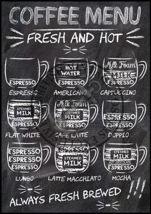 Chalk Board Coffee Menu Sign