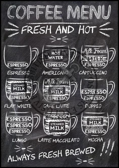 Chalk Board Coffee Menu Sign