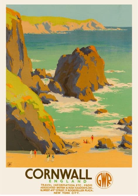 Cornwall GWR Art Deco Seaside Poster