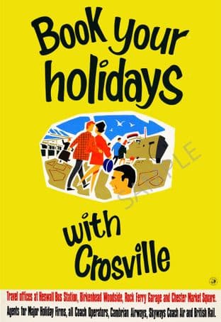 Crosville book holidays Coach Bus Poster
