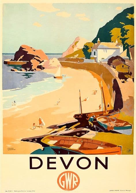 Devon Beach Poster GWR Frank Sherwin