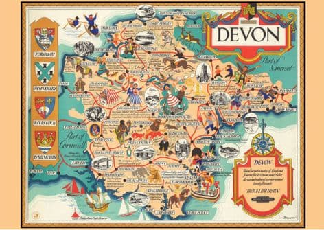 Devon Map travel by train British Railways