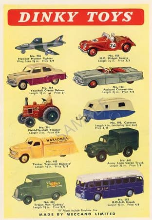 Dinky Toys Hawker Hunter Tractor MG Caravan Meccano ltd 2