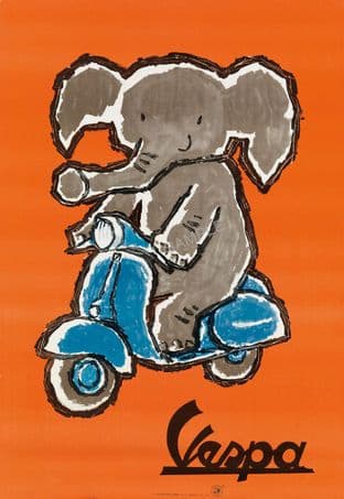 Elephant on a Vespa Scooter Moped Advert