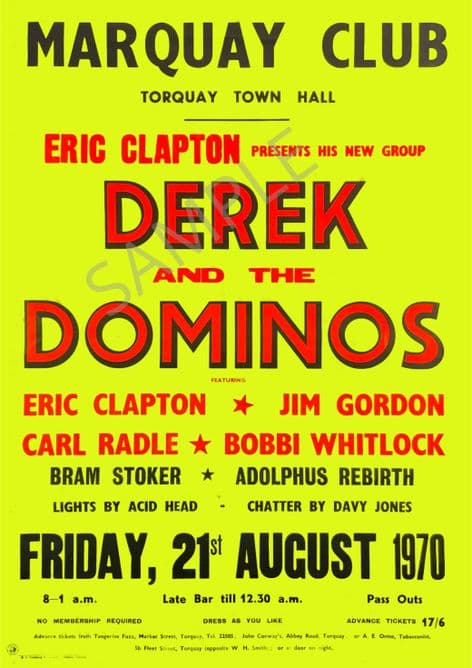Eric Clapton Derek and the Dominos 1970 Torquay