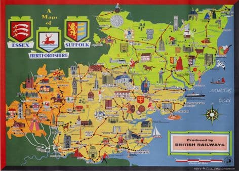 Essex Hertfordshire Suffolk map British Rail