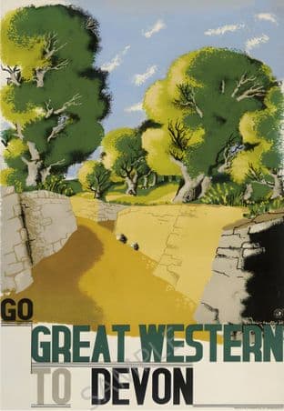 Go Great Western to Devon Edward McKnight Kauffer Railway Poster