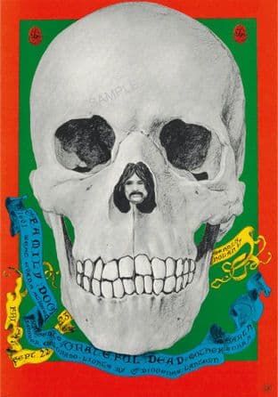 Grateful Dead Skull Concert Tour Advertising Sign 1960s