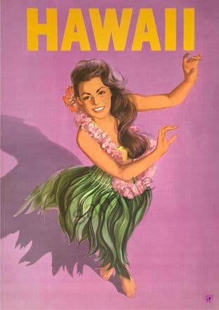 Hawaii - Girl Hula Dancing Pink