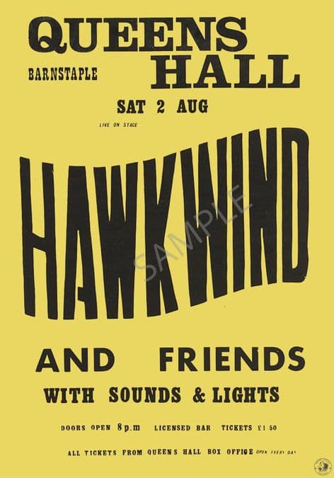 Hawkwind Queen Hall Barnstable 1975 Music Poster