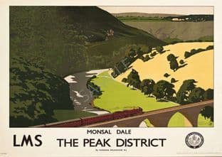 LMS Monsal Dale the Peak District 1930's Norman Wilkinson