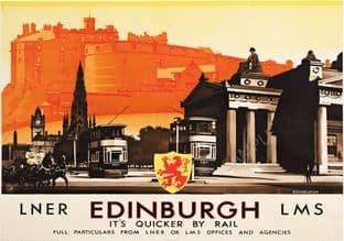 LNER LMS EDINBURGH Castle Trams Town its quicker by rail