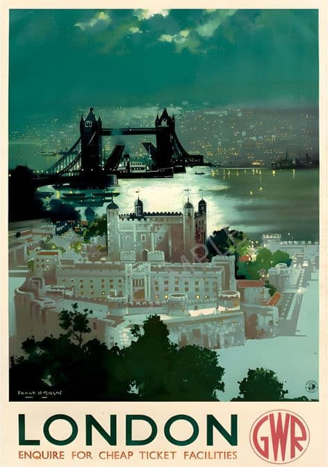 London GWR Tower & tower Bridge At Night