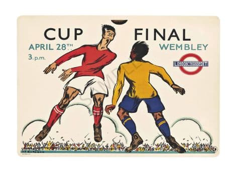 London Underground Railway Poster Wembley Cup Final 1923 Football