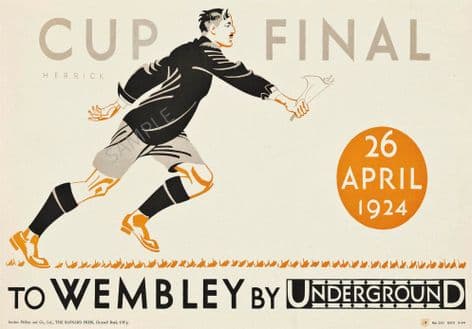 London Underground Railway Poster Wembley Cup Final 1924 Football