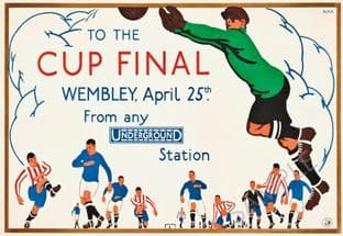 London Underground Railway Poster Wembley Cup Final 1925 Football